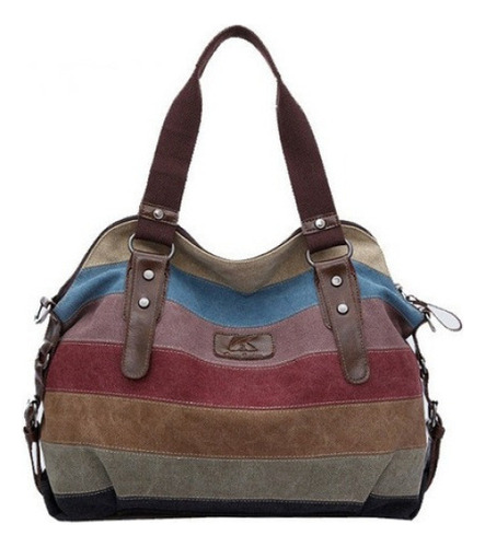 Ashley Bolsa Canvas Bandolera Listrado Casual Alta Calidad