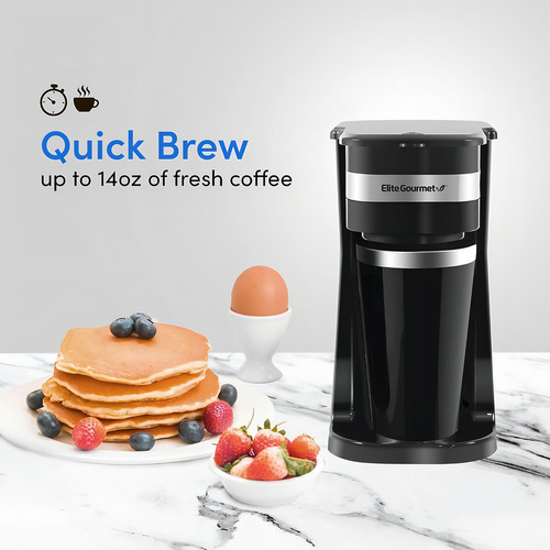 Cafetera Elite Gourmet 400ml 600w Negro, + Taza Térmica