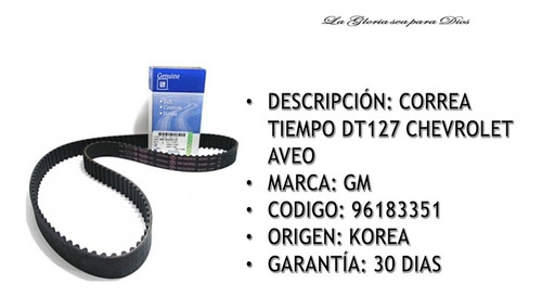 Correa Tiempo Chevrolet Aveo 127 Dientes Gm Original