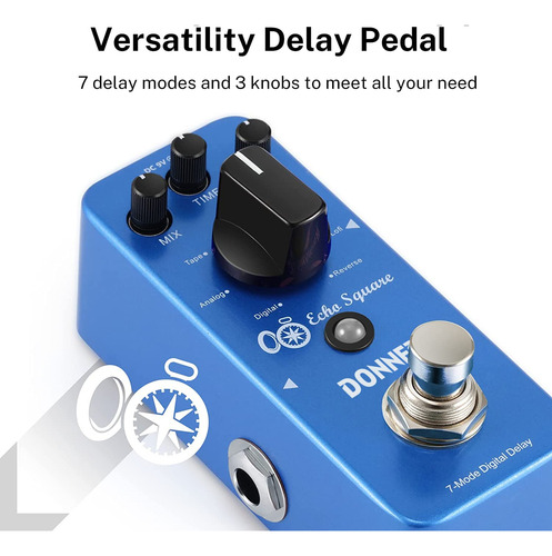 Pedal De Retardo Donner Echo Square Digital, 7 Modos, Guitar