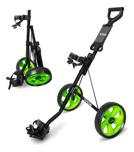Carrito De Golf De Empuje 2 Ruedas Serenelife, Plegable Y Liviano Con Marco De Aluminio, Mango Ajustable, Soporte Para Bolsa Y Tarjetero, Diseño Compacto Para Viaje Y Almacenamiento