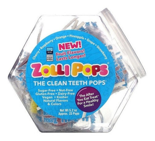 Zollipops, The Clean Teeth Pops, Surtido De Paletas Sabor A Frutas, 5.2 Oz
