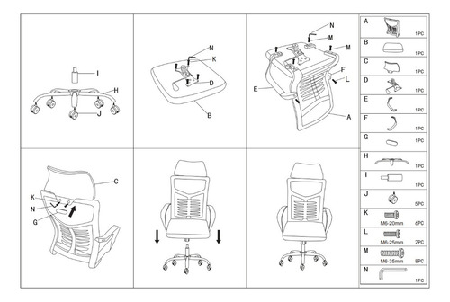 Silla Oficina Gerencial Escritorio Ergonomica Giratoria Color Negro Material Del Tapizado Malla