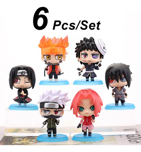 Kit 6pcs Mini Figuras De Acción Funko Pop Naruto Sasuke Gaar