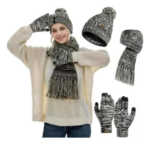 Mitones para mujer, guantes de invierno cálidos con forro polar de punto  grueso para mujer, guantes de punto trenzado suaves y acogedores