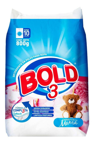 Detergente En Polvo Bold 3 Cariñitos De Mamá 800g