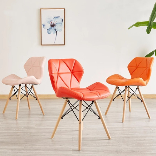 Sillas Nordicas Acolchadas En Piel, Para Comedor, Elegante,
