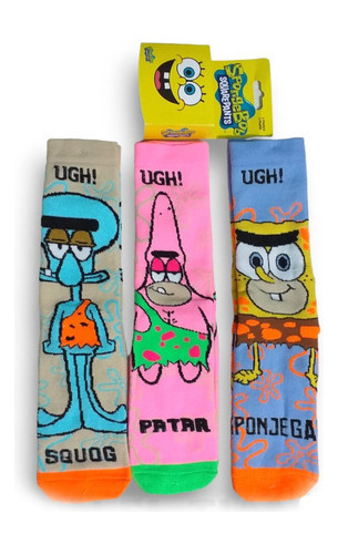 Calcetas Bob Esponja Calamardo Patricio 3 Pares Premium