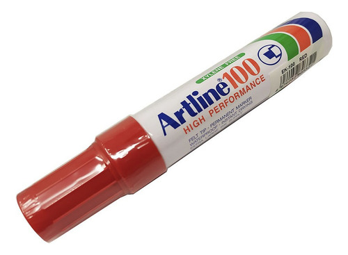 Marcador Permanente Artline 100 Rojo 5mm Cincel 12 Pzs