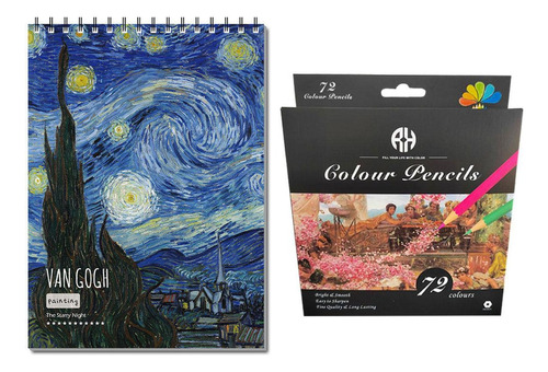 Cuaderno De Bocetos A4 Y 72pcs Lápices De Dibujo Profesional