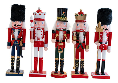 5 Figuras De Cascanueces De Madera, Decoración Navideña De