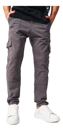 Pantalon Cargo Gabardina Rigida Para Hombre Ralph Gris Bond