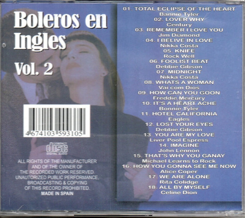 Cd Boleros Em Inglês Vol 2 Músicas Românticas Internacionais