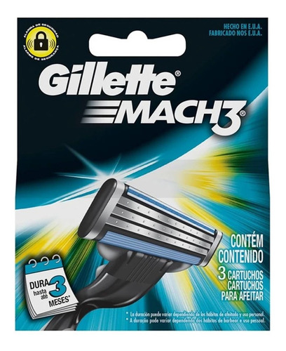 Cartuchos Para Afeitar Gillette Mach3 1 Paquete 3 Cartuchos
