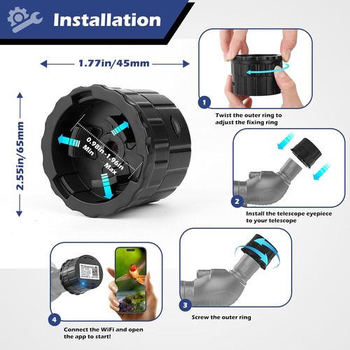 Ocular Digital Inalámbrico Wifi Para Telescopio Hd De 5 Cm