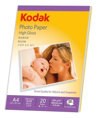comprar Papel Fotografico Kodak Brillo Premium 230grs A4 Color Blanco