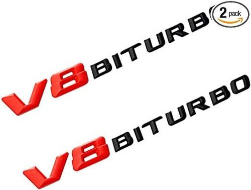 V8 Biturbo Logo Emblem Side Fender - Left & Right Adhesive N