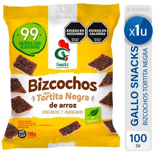 Bizcochos Arroz Tortita Negra Gallo Snacks Dulces Sin Tacc