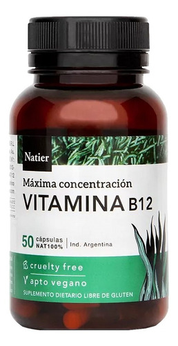 Vitamina B12 vegana Natier 50 cápsulas