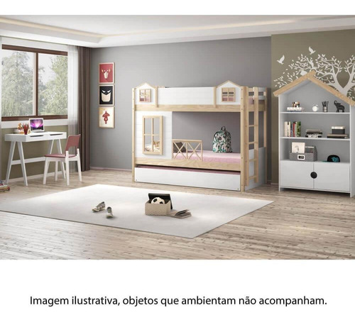 Treliche Infantil Garden Com Janelinhas E Grade - Natural/br Cor Branco