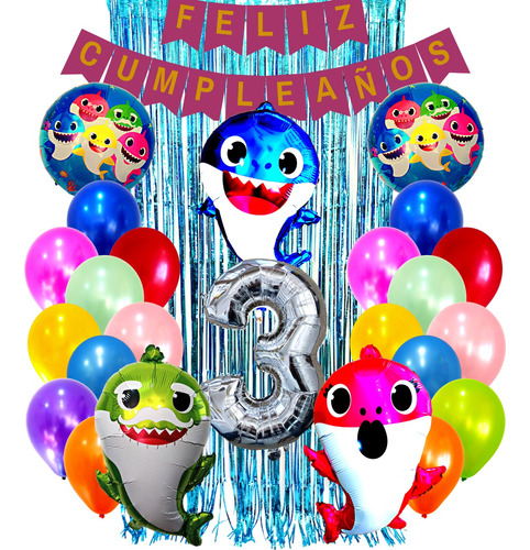 Combo Kit Globos Deco Fiesta Baby Shark 3