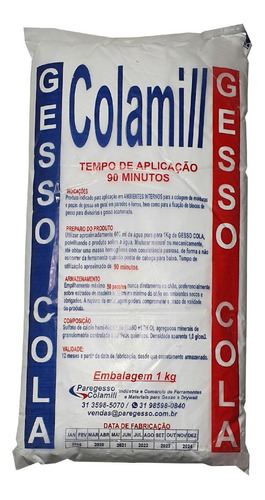 Imagem 2 de 2 de Kit 5 Pacotes De Gesso Cola Em Pó 1kg - Total De 5kg