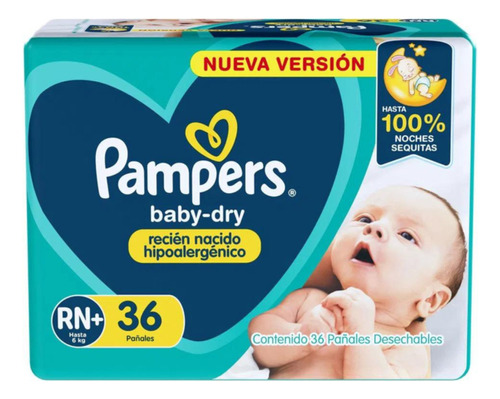 4 Paquetes Pampers Baby-dry Rn+ 36u