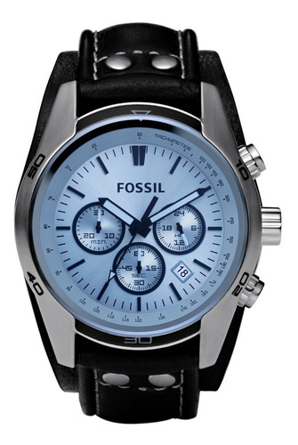 Reloj Caballero Fossil Ch2564 Color Negro De Piel