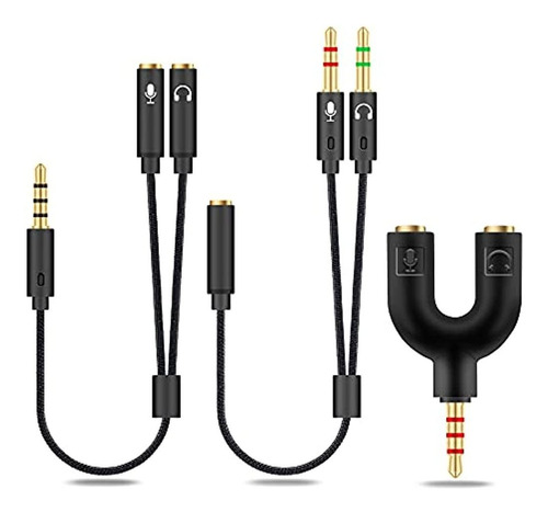 Adaptador Divisor De Auriculares Ebeetech 2 En 1 De 3,5 Mm (