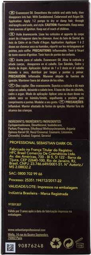 Imagem 5 de 8 de Sebastian Profissional Dark Oil - Óleo Capilar 95ml
