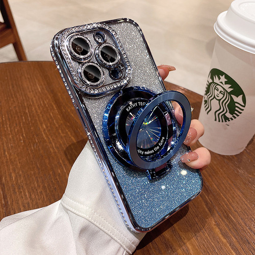 Suitable For Apple 16promax Mobile Phone Case, Glitter Magnetic Bracket