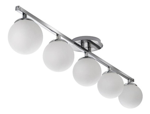 Plafon 5 Luces Barral Elyn Cromo Globo Opal Apto G9 Deco