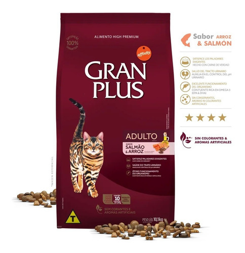 Imagen 2 de 3 de Gran Plus Gato Adulto Castrado - Salmon Y Arroz 10 Kg
