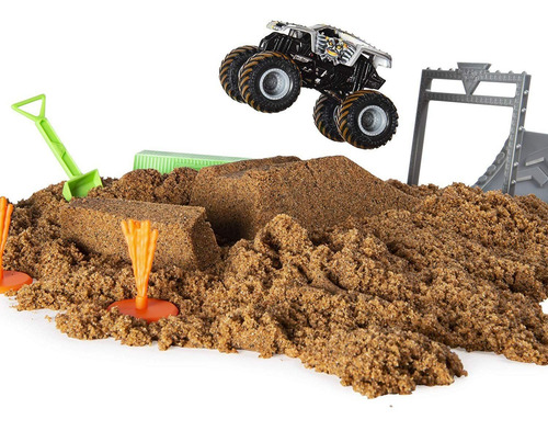 Pista Monster Jam - Playset Deluxe Com 453 G De Areia Mágica