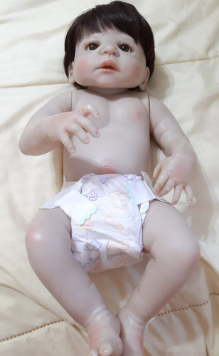 Boneca Bebe Reborn Cabelo Castanho Ótimo Estado (Usado)