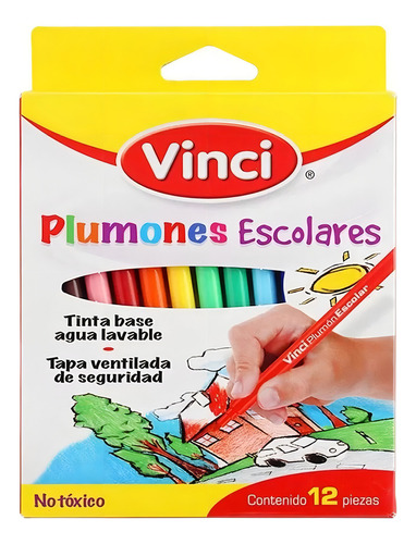 Marcador Delgado Vinci Escolar Est Con 60 Piezas