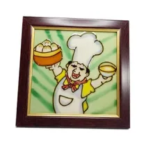 Comprar Set X4 Cuadro Cerámica Horneado Chef Decoración 