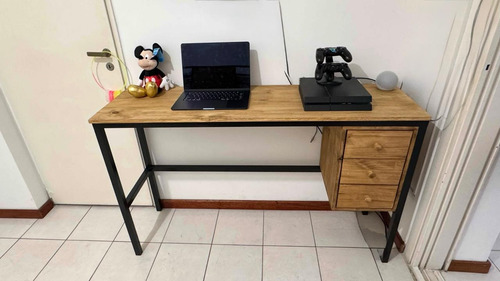 Escritorio Estilo Industrial Gamer + Cajonera Negro