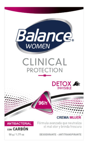 Desodorante Balance Crema Clinical Detox Invisible Mujer 50g