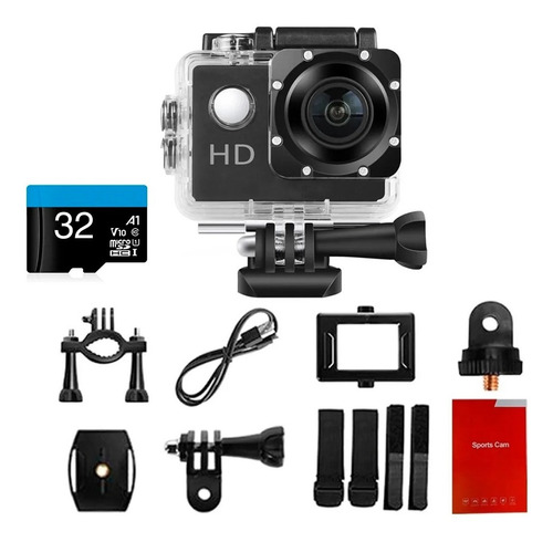 Camara Video Resistente Agua Casco Moto Bicicleta + Sd 32gb