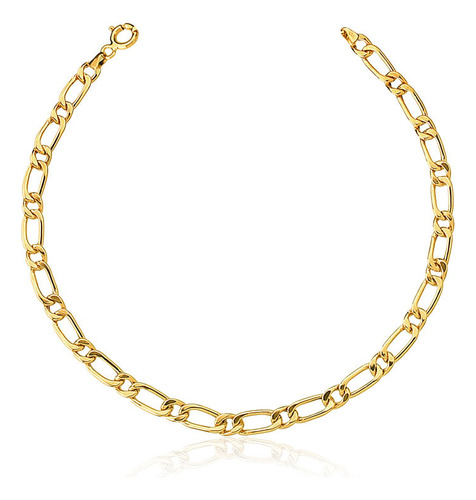 Pulseira Fígaro 1x1 De 4.1mm Em Ouro 18k 21,0 Cm