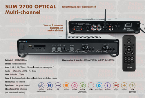 Kit Som Ambiente P/ Hotel E Motel - Slim 2700 + 8 Caixas 30w