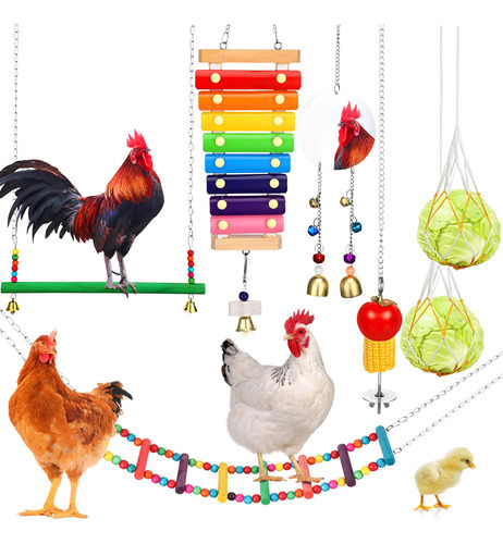 Juego De 7 Juguetes De Pollo, Accesorios De Gallinero Para G