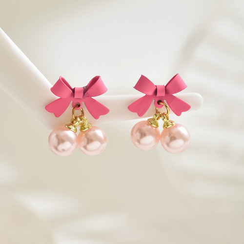 Pendientes De Perlas Con Lazo