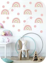 Comprar Vinilos Infantil Pared Trama Arcoíris Y Lunares Minimalista