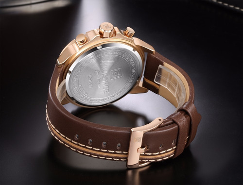 Relógio Masculino Naviforce 9110 Original Marron/dourado