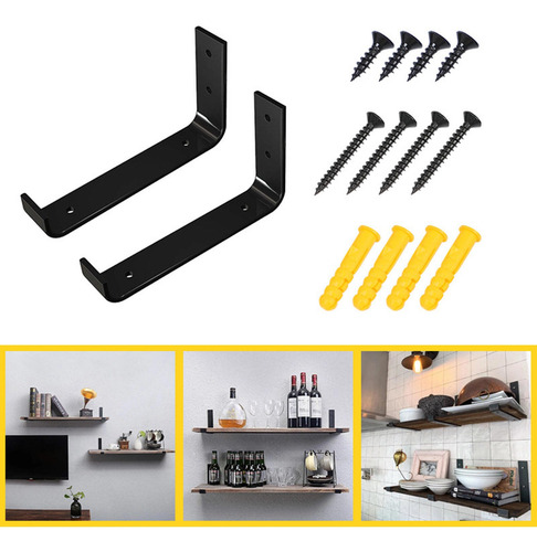 2x Soporte De Estante Con Tornillo Metal 30 Centimetros