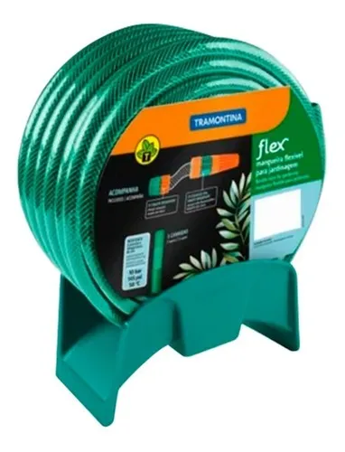 Manguera Jardín Flex 15m Acoples Con Boquilla Y Soporte