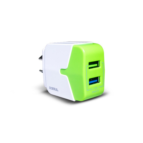Cargador Rapido Doble Usb 2.4 Ampers + Cable Para iPhone Color Verde