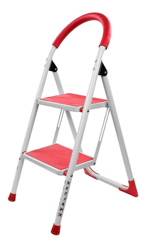 Escalera De Acero Doméstica Peldaños 706799 150 Kg Rojo